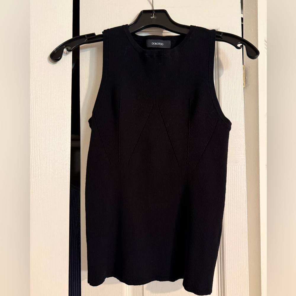 Black Ribbed Sleeveless Top